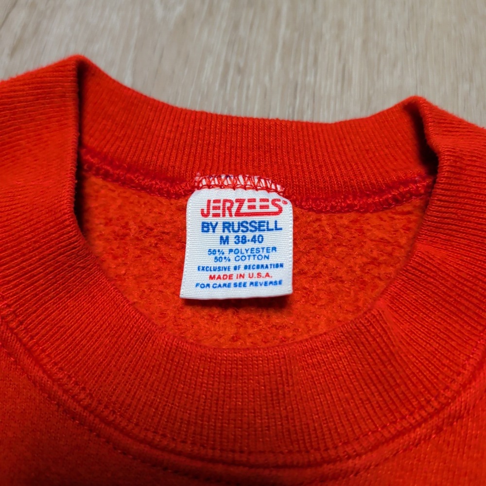 Vintage 80s Jerzees Sweatshirt Mens M Red Fair Isle‎ Snowflake Crewneck Made USA - Picture 3 of 6